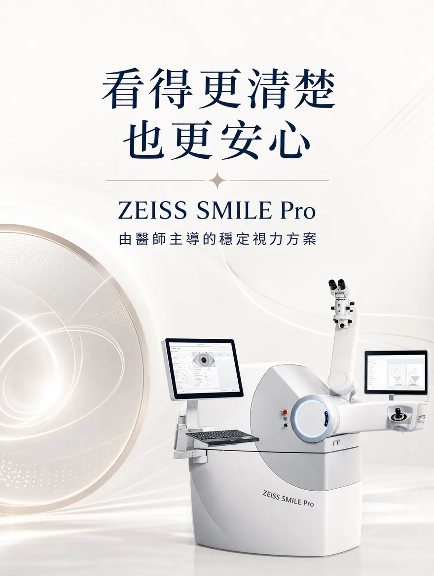 ZEISS SMILE Pro — 看得更清楚 也更安心 — ZEISS SMILE Pro，由醫師主導的穩定視力方案