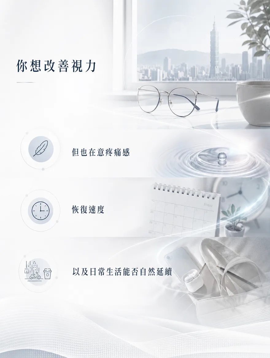 StreamLight 經上皮雷射(LASEK) — 你想改善視力 — 但也在意疼痛感、恢復速度，以及日常生活能否自然延續。